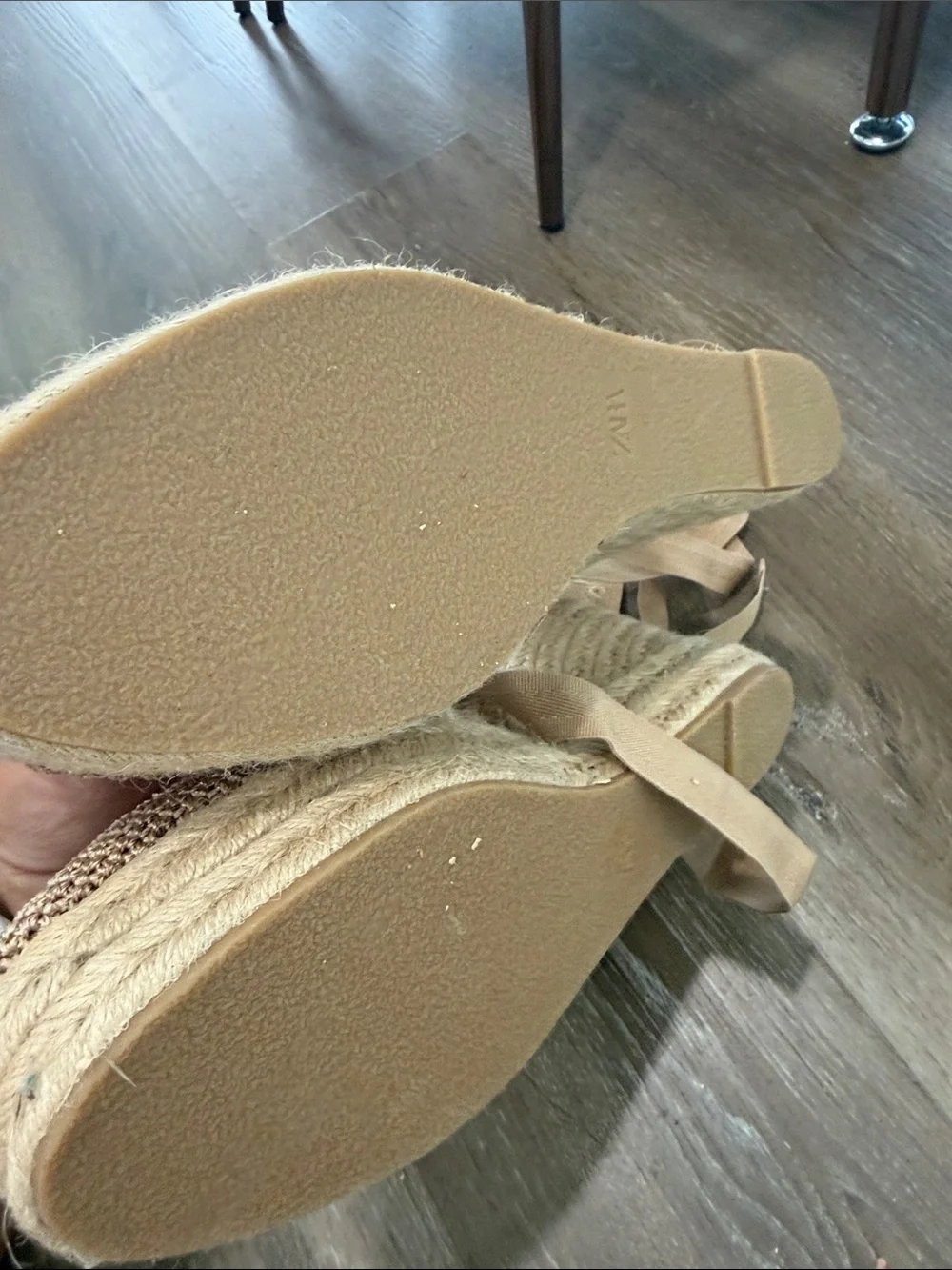 Zara Beige Crochet Tie-Ankle Espadrille Flats